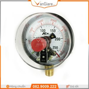 Đồng hồ áp suất 3 kim YX-100 (đứng) - KK Gauge 10 bao-gia-dong-ho-tiep-diem-dien-kk-gauge-dung