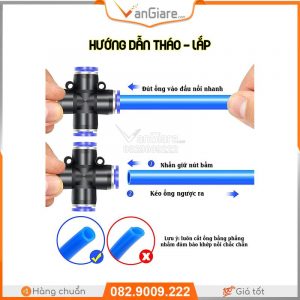 Nối chữ thập 4 ngã PZA 16 huong dan lap dat noi chu thap 4 nga PZA xanh